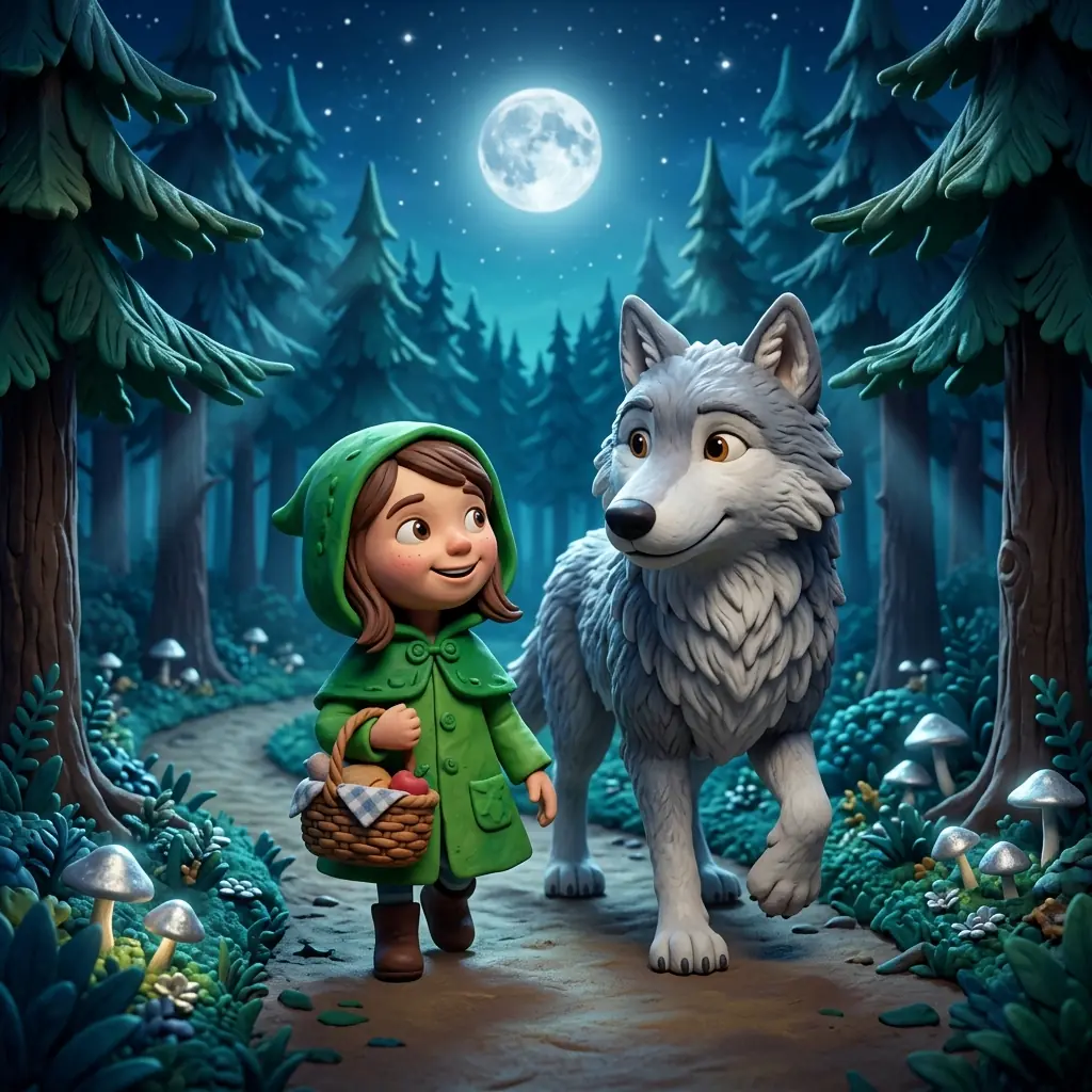 El lobo y la niña del bosque